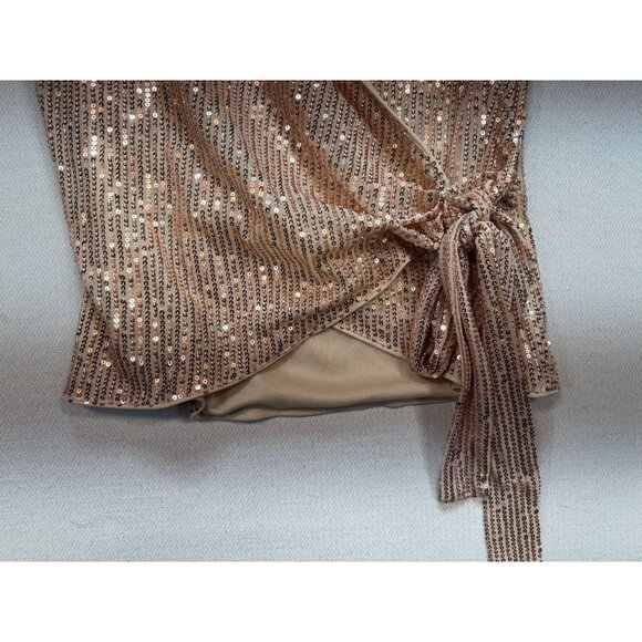 Grace Karin Womens Sequin Wrap Camisole Tank Top Size S Beige Tie Front Sexy - Picture 5 of 10